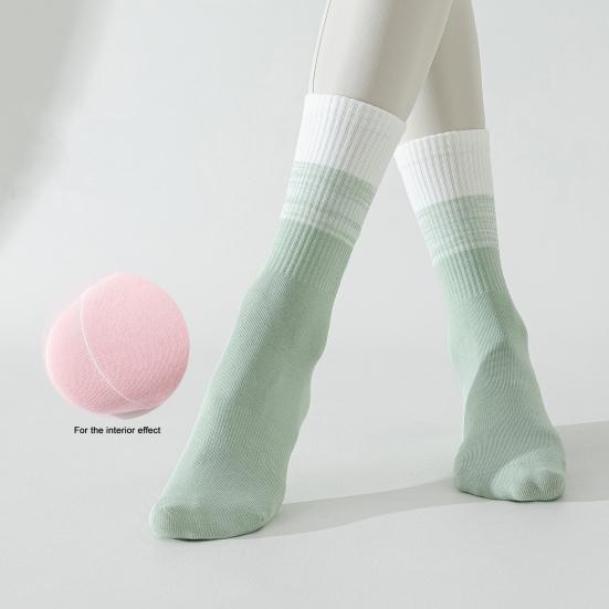 1 Pair Yoga Socks with Non-slip Gripper Breathable Moisture-Wicking Ballet Dance Fitness Pilates Athletic Gym Sports Mid-calf Cotton Socks
