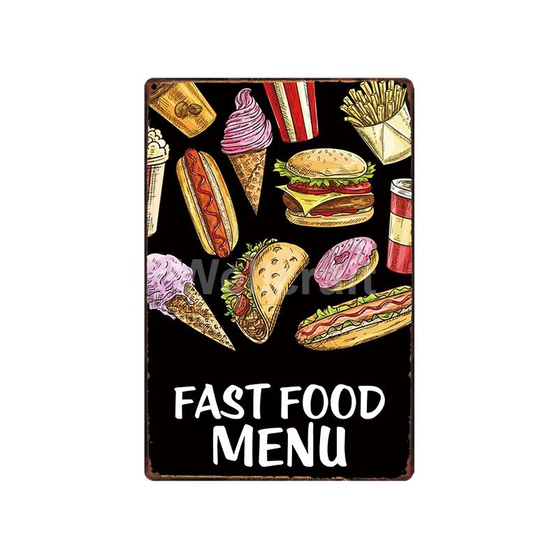 [ WellCraft ] Fast Food Hot Dog Ice Cream Pizza Coffee Metal Sign Wall Plate Pub Bar Vintage Painting Personality Decor LT-1723