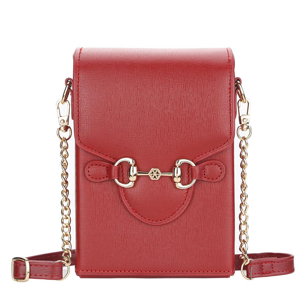 Boiseen New Mobile Phone Bag Women's European and American Solid Color Horse Buckle Large Capacity Shoulder Oblique Span Women's Bag Wallet