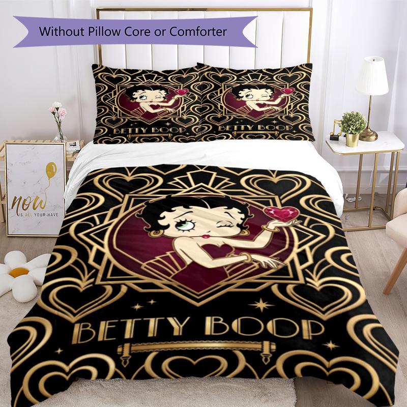 3pcs Duvet Cover Set (1*Duvet Cover + 2*Pillowcase, Without Core), Betty Boop Art Print Soft All‑Season Bedding Set, Home Bedroom Decor Gift