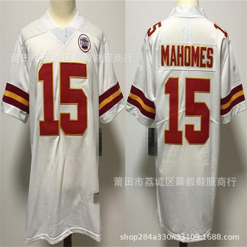 Kansas City Chiefs NFL Koszulka Piłkarska Mahomes 15 Kelce 87 Haftowana Bawełniana Męska Koszulka Sportowa Drużynowa