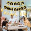Ramadan Mubarak Banner Bunting Garland With Eid Lantern Moon Castle Sign For Islamic Festival Wall Hanging Party Decor