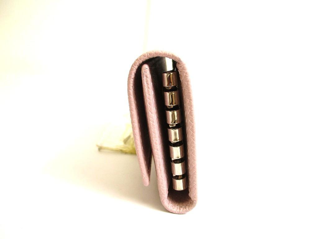 Authentic BVLGARI Light Pink Leather Logo Clip 6 Pics Key Chain #b031  Open Box