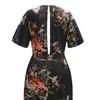 Short Sleeve Maxi Dress Flower Print Women High Split Waist Tight Plus