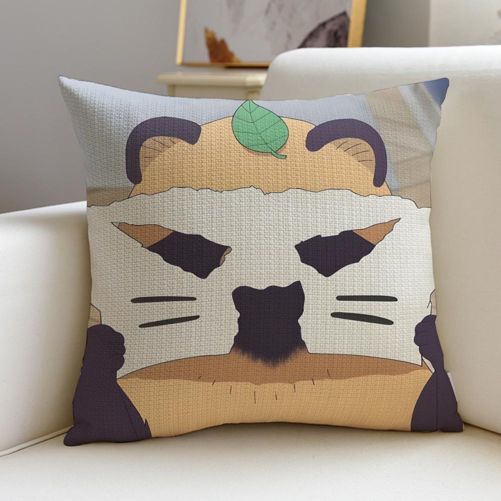 you and the rain tanukiS Cushion Cover Breathable and skinfriendly linen pillowcase square removable and washable cushion
