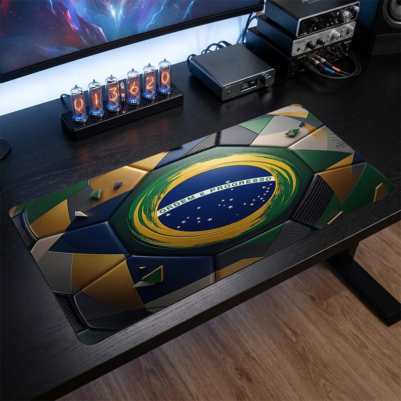 Brazil Football Crest Mouse Pad, Extended Non Slip Rubber Desk Mat for Gaming Office Laptop Fan Gift