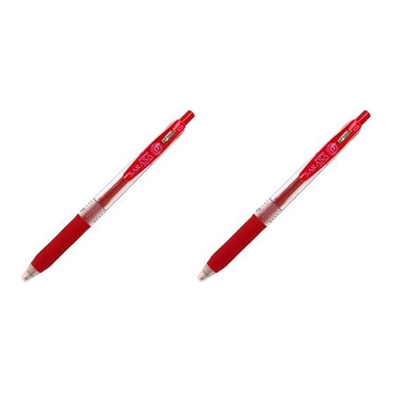 Zebra Sarasa Clip Gel Pen, 1.0mm, Red, (Pack of 2) - Smooth Writing, Water-Based Pigment Ink, Vivid Color, Binder Clip, Resin Barrel with Rubber