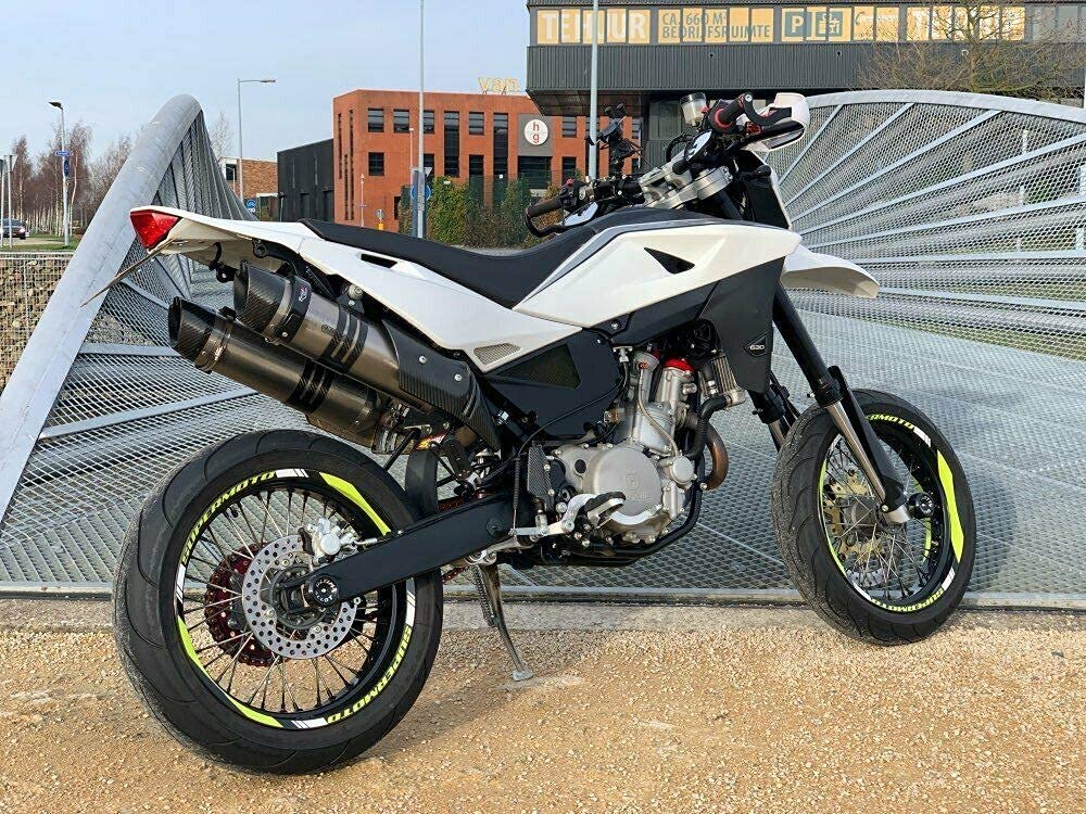 KUNGFU GRAPHICS Motorcycle Rim Stickers, Rim Stripes, Wheel Stickers (Yellow) for SUPERMOTO, Universal Fit, 17-inch