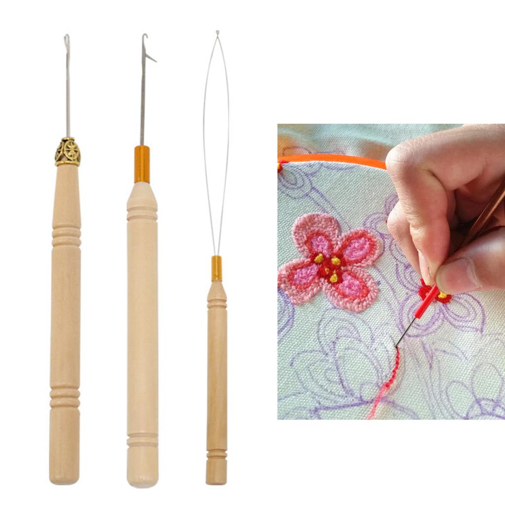10 Pcs Pulling Needle Loop Needle for Hair Extensions Threader Bead Device Tool Hair Extension Tool Crochet Hooks