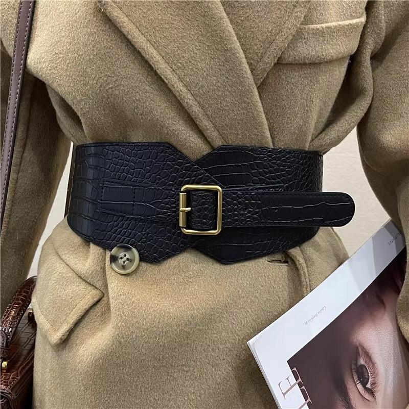 Sweater Wide Belt Women's Crocodile Pattern Elastic Fashionable Skirt Waist Seal Women's Coat Waist-closing Outer Belt