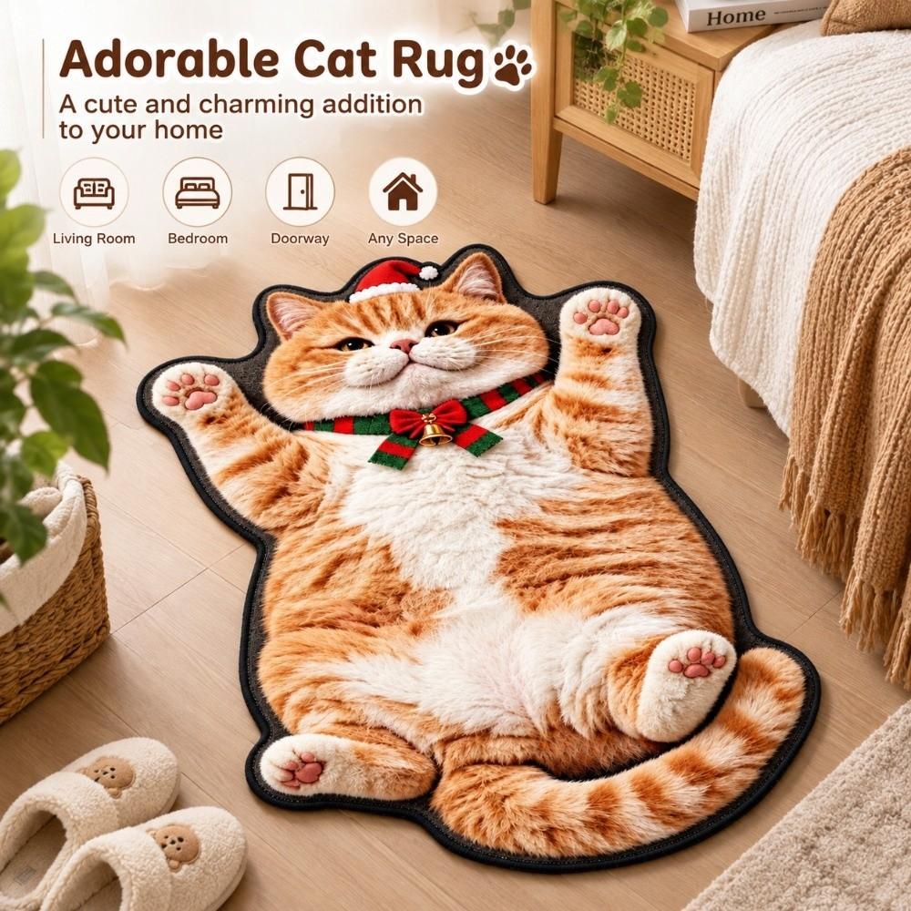 Non-Slip Home Decor Carpet Diatom Mud Cartoon Carpet Cute Cat-Shaped Area Rug  Living Rooms