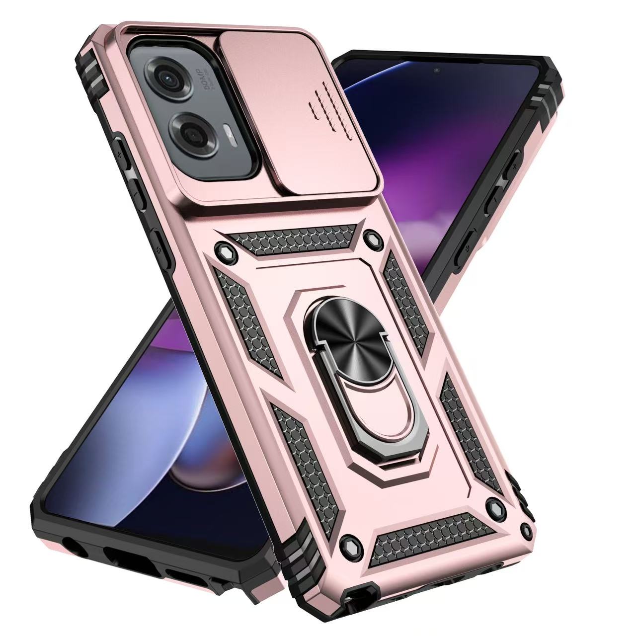 

Горячий Противоударный Чехол Hot Armor для Motorola Moto G PLAY G STYLUS G POWER 5G 2025 2024 2023 edge 2024 Чехол с Кольцом-Держателем и Сдвижной Защитой Moto G Play 5G 2024 розового золота