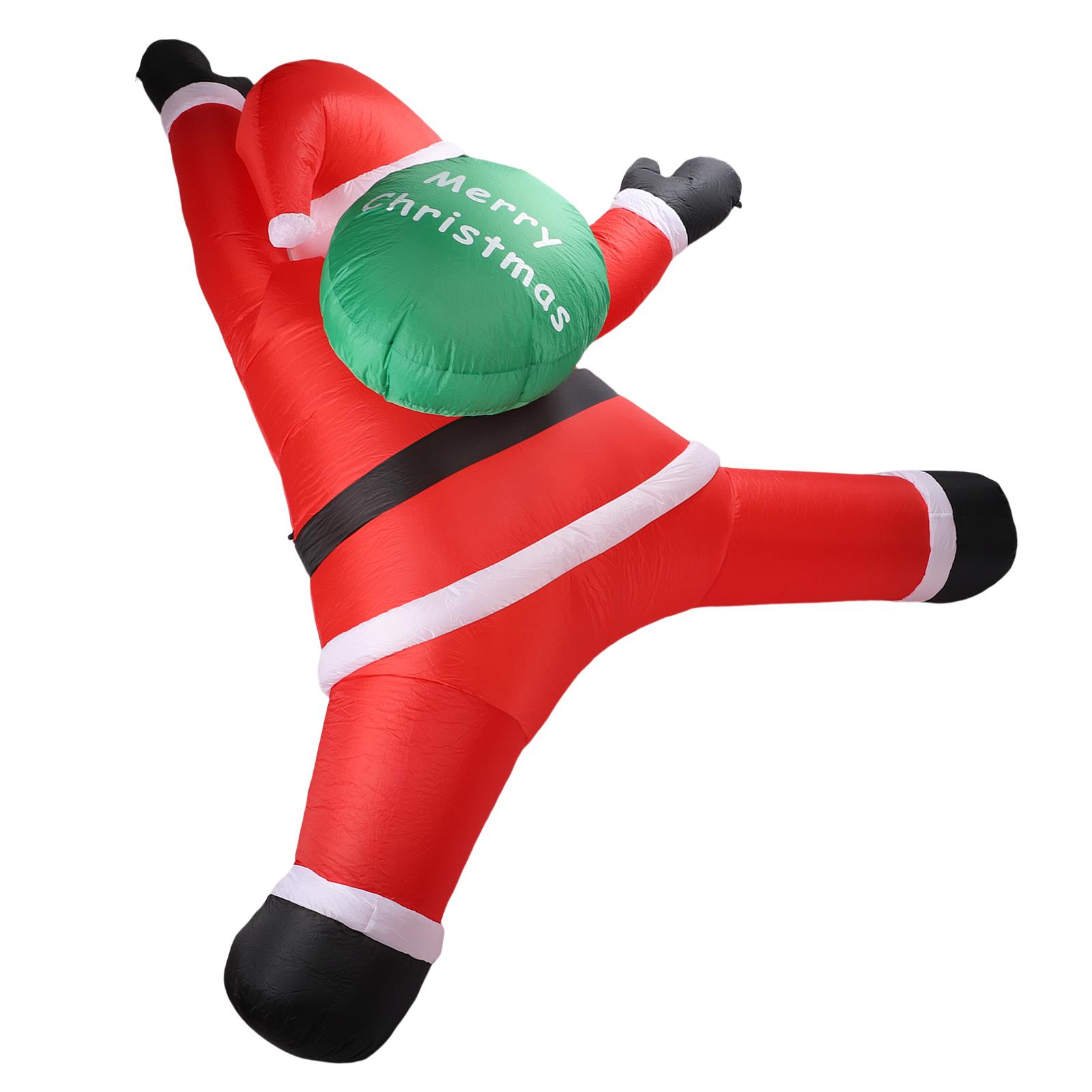

5.9ft Xmas Inflatable Santa Outdoor Decoration Climbing Santa with Present Bag Blow Up Decor Built in LED Light for Yard Wall Garden Window