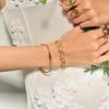 Yori Elegant Stainless Steel Gold Color Open Cuff Bracelet Bangle for Women 18K Gold Waterproof Plated Texture Charm Jewelry