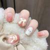 24Pcs Purple Bunny Design Full Coverage Press On Nails Artificial Removable Fake Nail Art Acrylic False Nails Finished