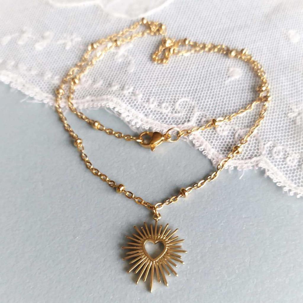 Gold Stainless Steel Sacred Heart Necklace - Custom Pendant Mother's Day Gift Jewelry Accessories