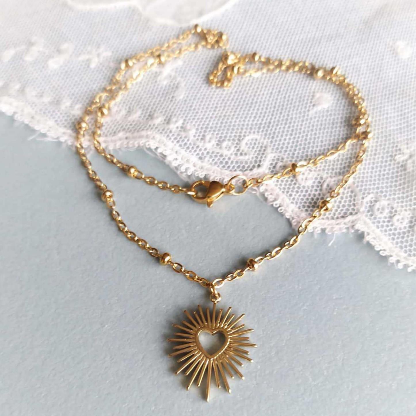 

Gold Stainless Steel Sacred Heart Necklace - Custom Pendant Mother s Day Gift Jewelry Accessories