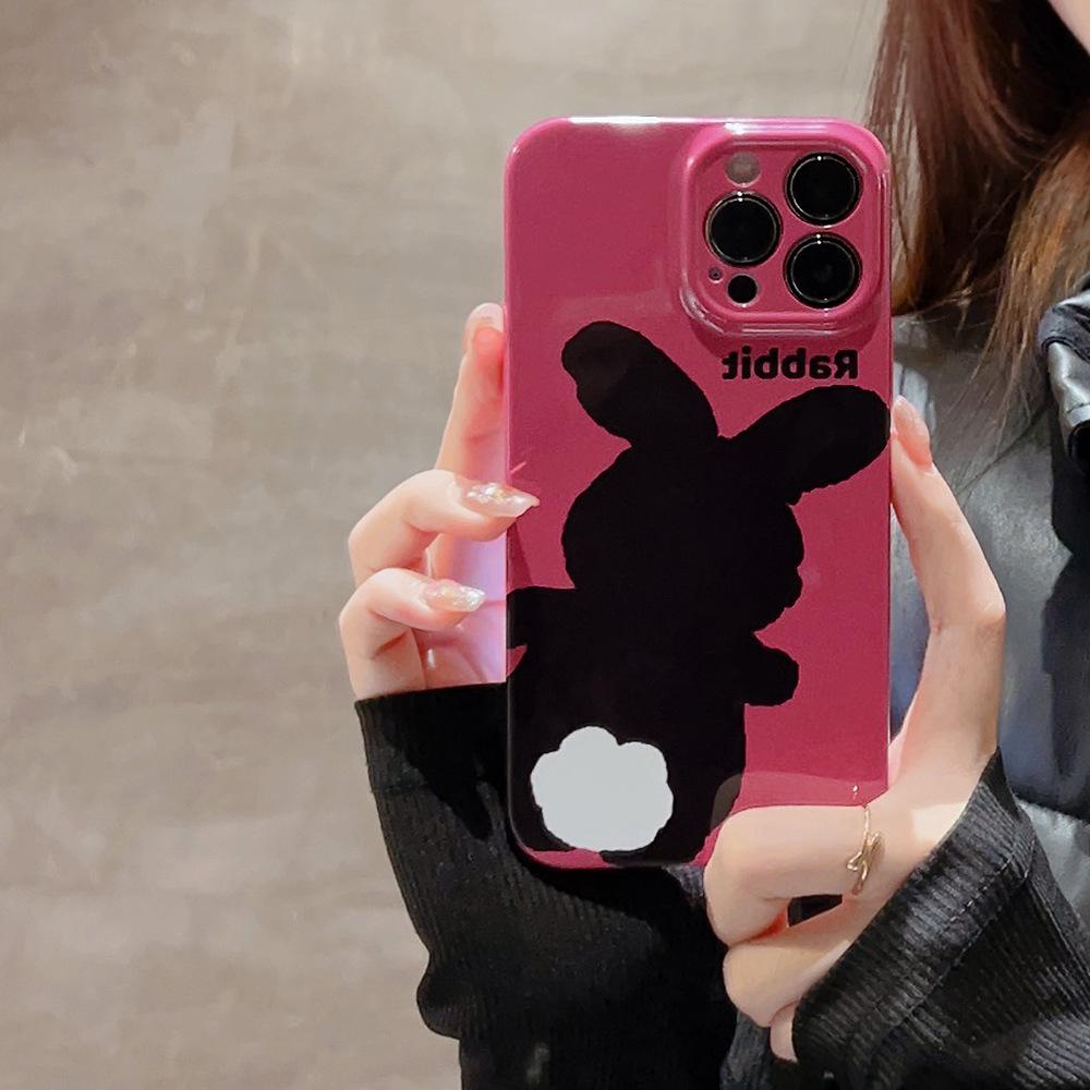 

Black Rabbit Back IPhone 14 Apple Phone Case 13Pro Max Simple 11 Suitable for 1516 Film 8 Hard 12pro