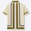 Casual Knitted Short Sleeve Shirt for Men Button Down Crochet Hollow Out Shirt Top Men's Summer Vacation Vintage Knit Golf Beach Collared Shirts Tops