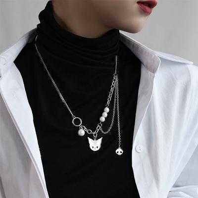 New Fashion Women Pendant Necklaces Fine Double Link Chain Metal Skeleton Monster Necklace Punk Jewelry Party Gift