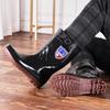 Men's Round Head Medium Tube Rain Boots Slope Heel Non-slip Low Heel Water Shoes Thickened Rain Shoes Men's Comfortable Construction Site Boots