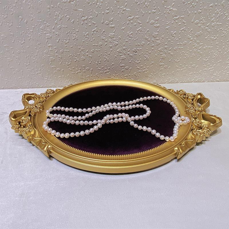 1PC Ornament Showcase with Gold Edging Flannel Photo Frame Antique Velvet Lined Shadow Box Classic Craft Storage Box 39x25cm