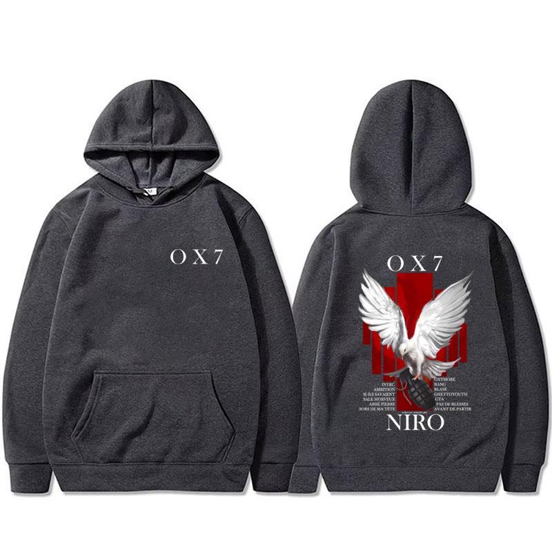 

Репер Niro OX7 Альбом Графічне худі Чоловіче Жіноче Хіп-хоп Мода Поп-музика світшот Чоловіче Повсякденне Бавовняне Вінтажне худі-пуловер XXL