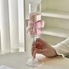 2 pieces Clear Pink Bow Champagne Glass Ultra Thin High Feet Wine Glass Champagne Flutes  Martini