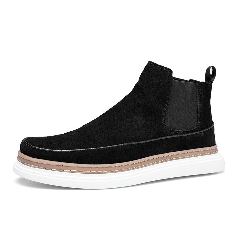 2025 direct supply winter new velvet Chelsea boots men's leather short boots British frosted Martin boots