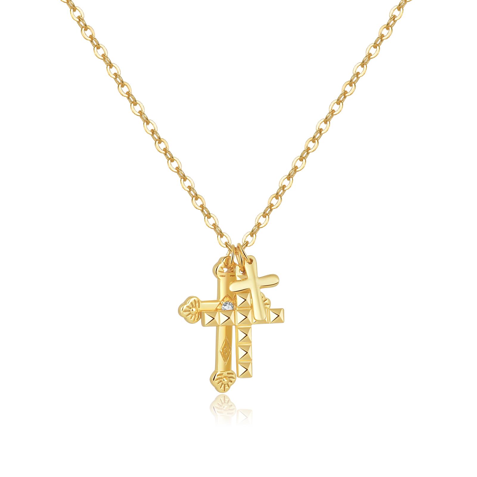 

ANDYWEN из стерлингового серебра 925 пробы с тремя крестами, кулон-цепочка, ожерелье для женщин, большие толстые роскошные ювелирные изделия M