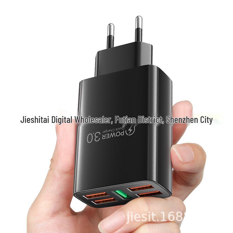 

5-Port USB Mobile Charger with EU/US Plugs - Travel-Friendly Multi-Device Charging Hub US Plug Black