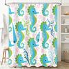 Blue Green Seahorse Pattern Shower Curtain Waterproof Fabric Bathroom Decor Set for Home Decoration Size: 72x84 inches (183cm x