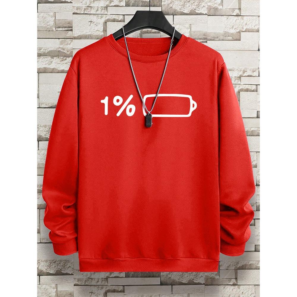 Naléhavé Pro Nabíjení 1% Vtipný Potisk Pánské Oblečení Vzor Volná Mikina Nová Oversized Dlouhý Rukáv Street Dámské