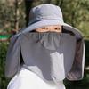 Bucket hat men's summer UV protection outdoor travel hat fishing mask face protection sun hat big brim sun hat