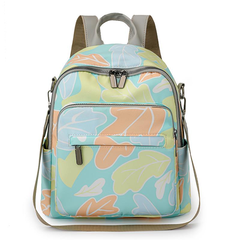 Print Backpack Women's Nylon Waterproof Backpack Student School Bag Large Capacity Shoulder Bag