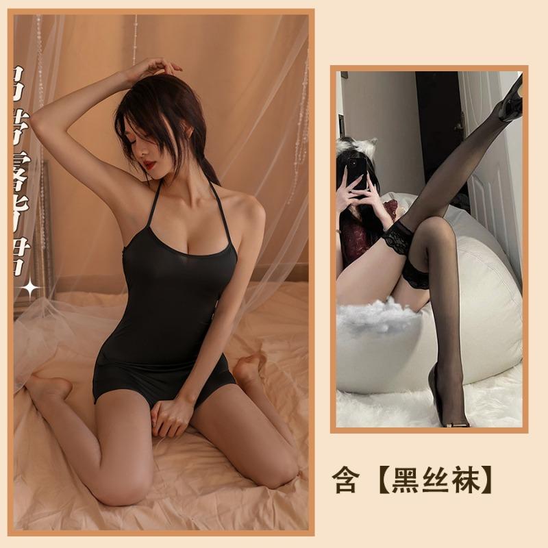 Sexy lingerie pajamas halter tight nightgown suspenders uniform seduction suit