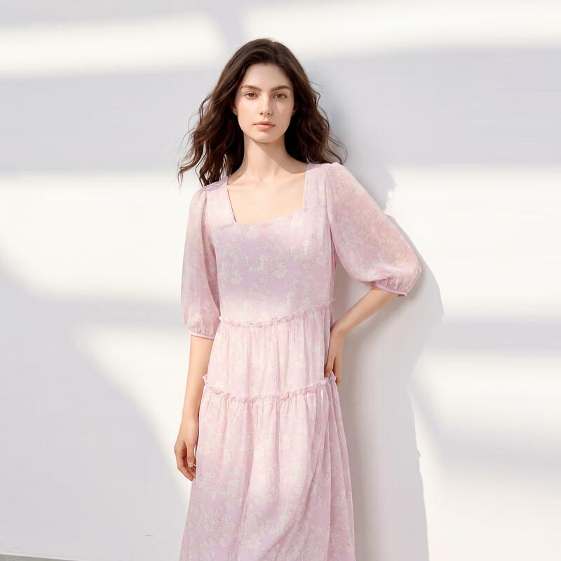 Sancai 2026 Autumn French Style Floral A-Line Long Dress L