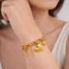 Bow Gold Plated Bracelet Love Heart Charm Bangle Sweet Hollow Bracelet  Women