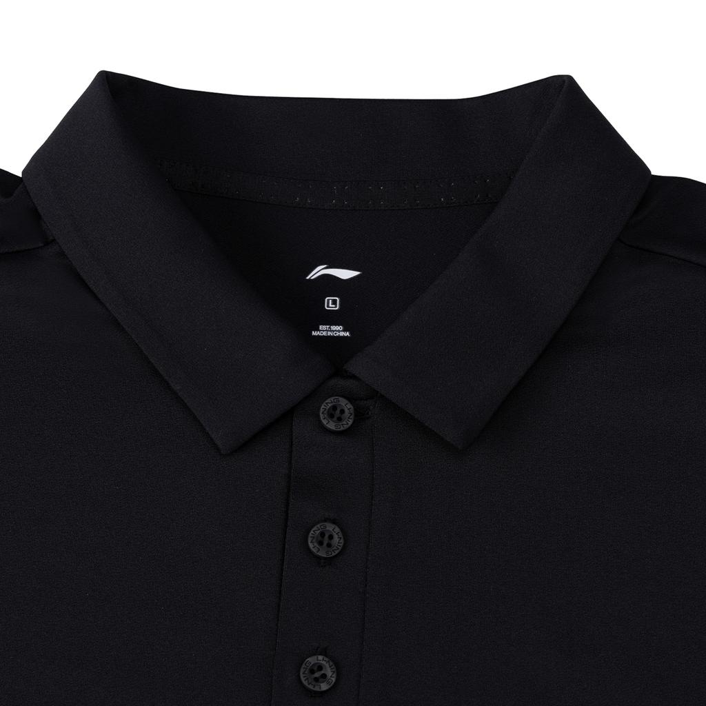 Li-Ning Versatile Simple Fashion Solid Color Pullover Short Sleeve Polo Shirt Men Tops Black APLW517-2