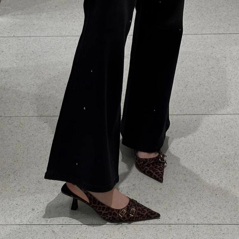 Fashion Brown High Heels Ladies Pointed Toe Slingback Shoes Women Comfort Low Heel Shoes Summer Office Pumps Zapatos Mujer Dress Shoes