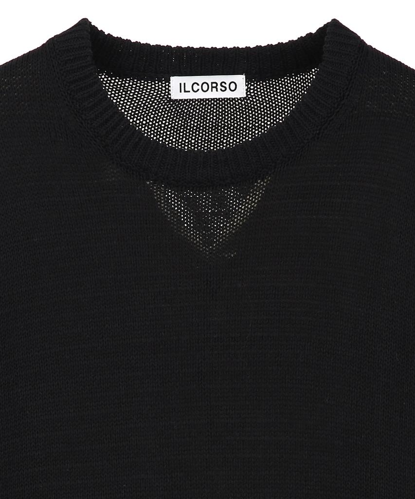 IL CORSO Sheer Round Neck Knit Black