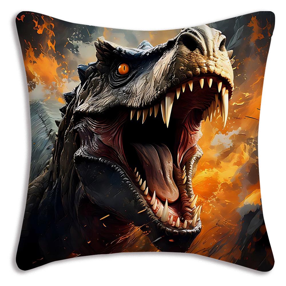 Cute Dinosaur Jurassic P-Park Pillow Covers Cartoon Sofa Decorative Home Double-sided Printing Short Plush Cute Cushion Cover