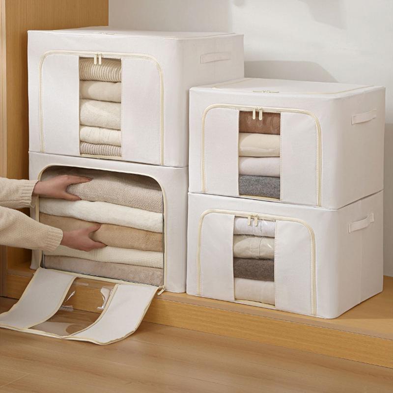 Tianshan Cotton & Linen Foldable Storage Box with Thick Steel Frame