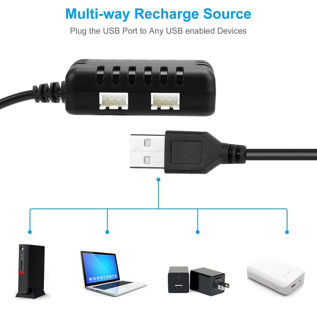 Crazepony 2-in-1 USB Balance Charging Cable with 1A XH-3P Connector Plug for 2S 7.4V LiPo RC Car Boat Rock Crawler FPV Drone Quadcopter