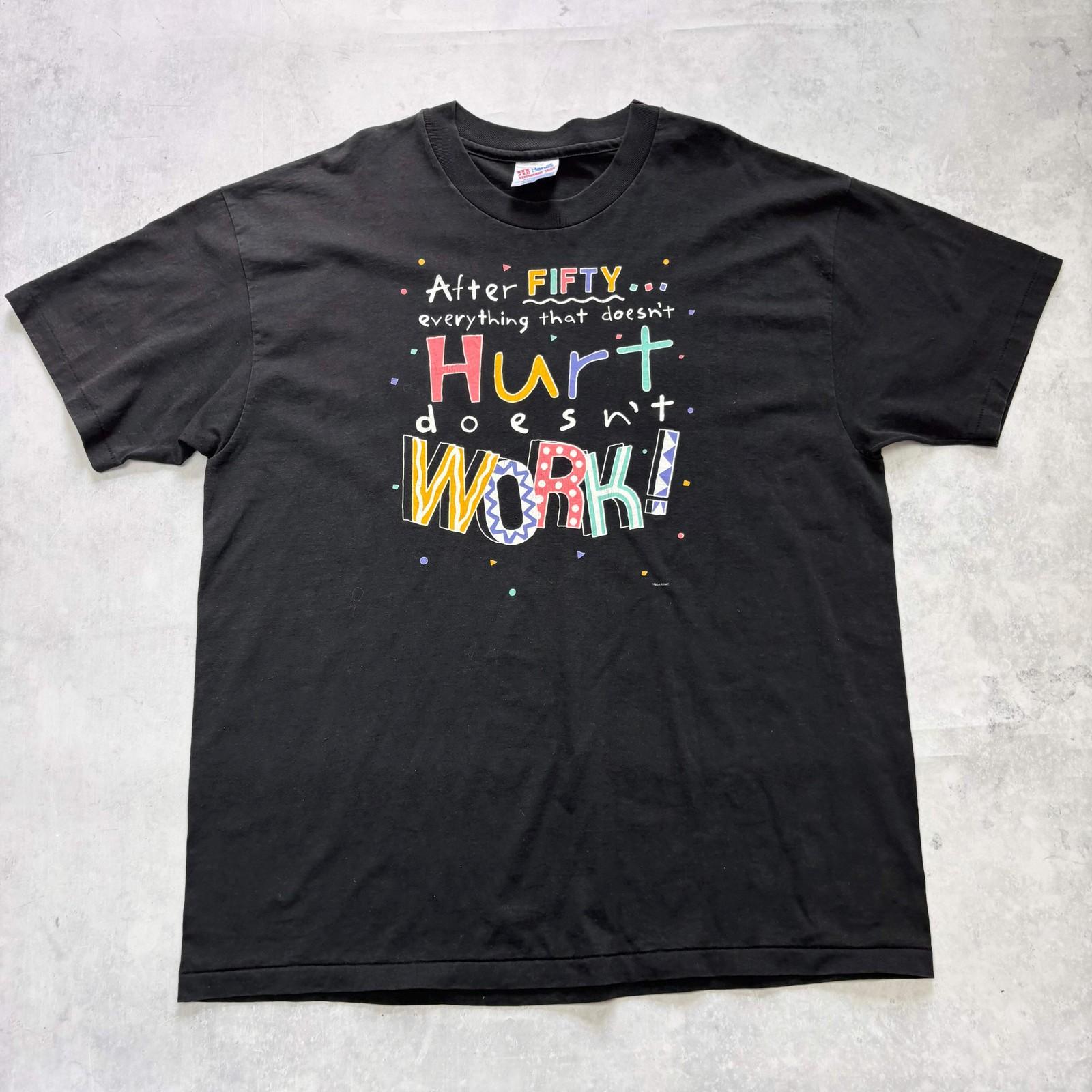 Vintage T Shirt Mens XL Black Single Stitch Graphic Print 90s Funny L