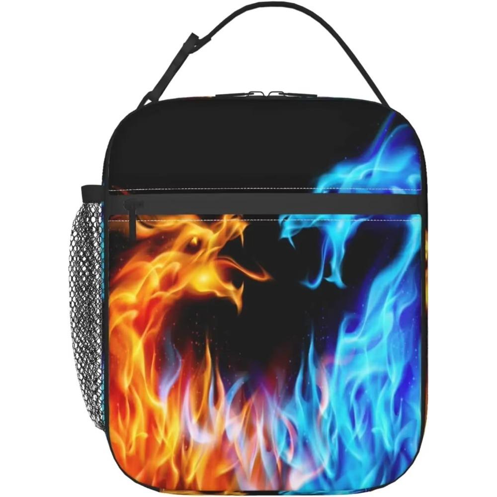 Ice and Fire Dragon Totes Lunch Bag Portable Insulated Lunch Box Back To School Picnic Office Travel