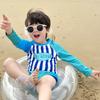 Boys' 2025 Summer Long Sleeve Rash Guard 2-Piece Swimsuit - Quick Dry Sun Protection