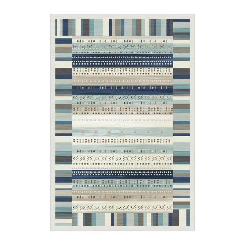 Bohemian Style Living Room Carpet Colorful Stripes Bedroom Rugs Easy Care Luxury Decorative Rugs Washable Large Size Carpets