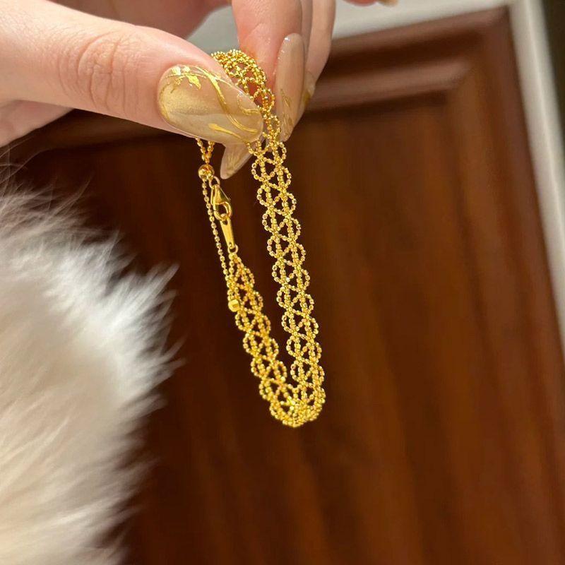 Stacked high-end ribbon gold lace bracelet women's light luxury ins niche high-end retro pearl bracelet bracelet bracelet