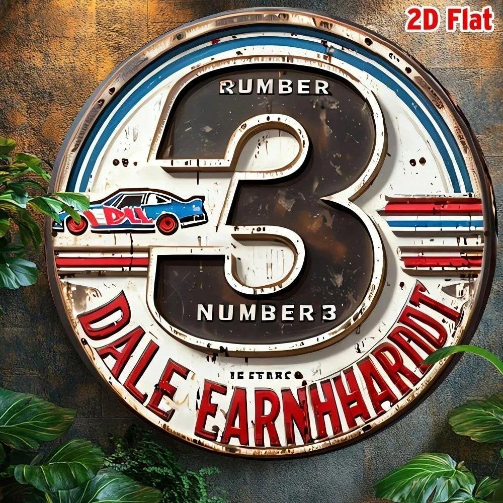 

Vintage Dale Earnhardt 3 Metal Poster 8x8 Inch Red Aluminum Wall Art for Garage